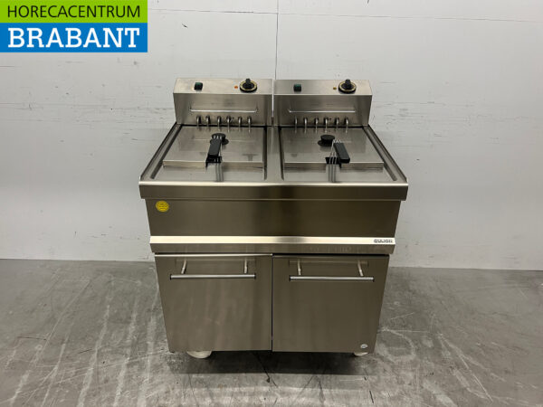 Cullion Mobile Doppel-Fritteuse aus Edelstahl 2 x 17 Liter 400V Horeca