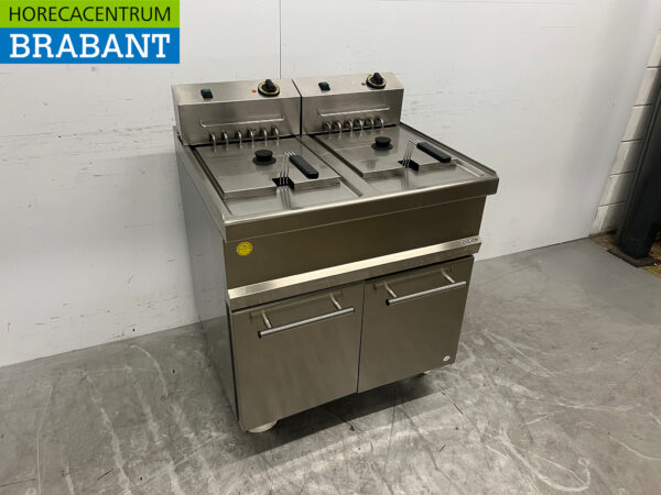 Cullion Mobile Doppel-Fritteuse aus Edelstahl 2 x 17 Liter 400V Horeca – Bild 3