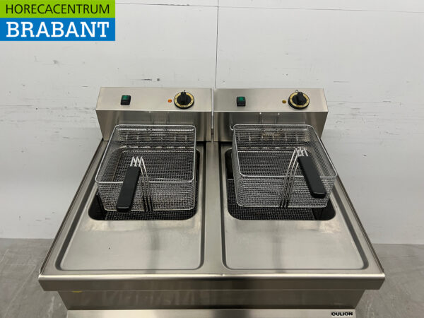 Cullion Mobile Doppel-Fritteuse aus Edelstahl 2 x 17 Liter 400V Horeca – Bild 4