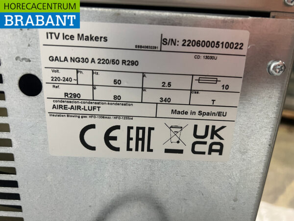 Edelstahl ITV Gala Eiswürfelmaschine 30 kg/24h 230V Horeca – Bild 5