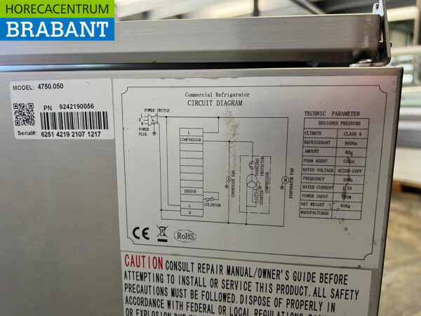 Ecofrost Saladette aus Edelstahl 90,5 cm 230V Horeca – Bild 6
