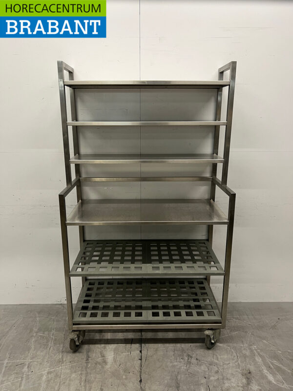 Mobiles Regal aus Edelstahl 107 cm Horeca