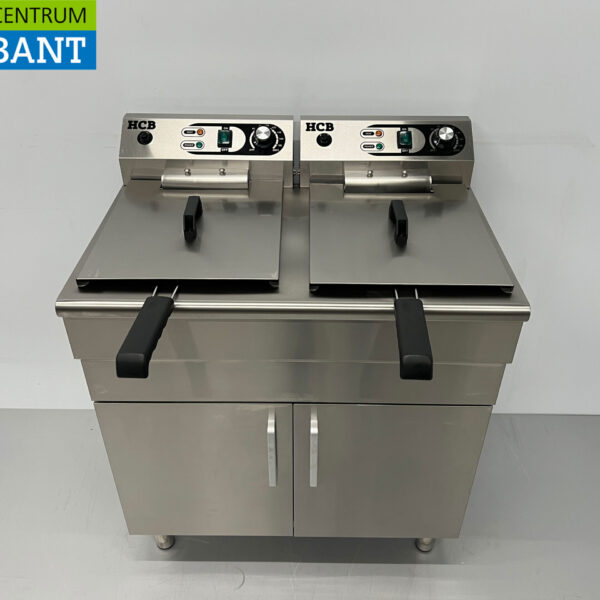 HCB Edelstahl-Doppelfritteuse Frittieren 2 x 14 Liter 400V Horeca