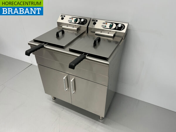 HCB Edelstahl-Doppelfriteuse Frittieren 2 x 16 Liter 400V Catering – Bild 2