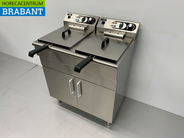 HCB Edelstahl-Doppelfriteuse Frittieren 2 x 16 Liter 400V Catering – Bild 4