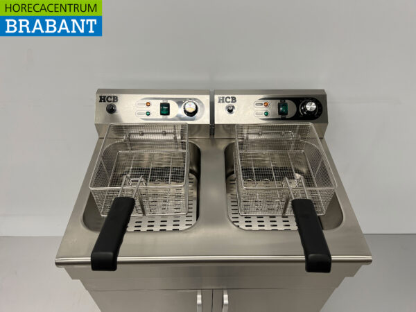 HCB Edelstahl-Doppelfriteuse Frittieren 2 x 16 Liter 400V Catering – Bild 5