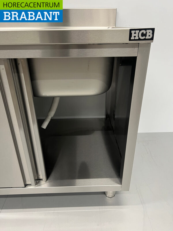 Edelstahlspüle Doppelspülen Premium-line 2 Schiebetüren 160 cm Catering – Bild 5