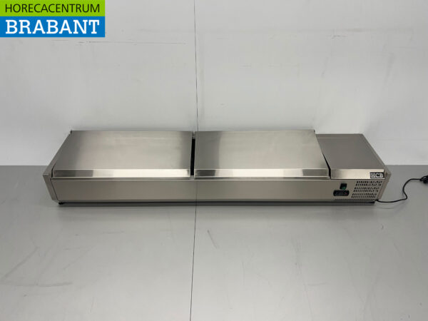 HCB Edelstahl Aufsatzvitrine Aufsatz-Kühlvitrine saladière 8 x 1/3 GN 180 cm Horeca