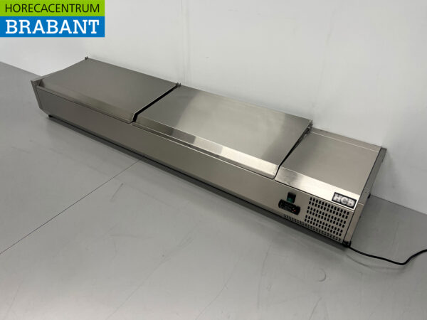 HCB Edelstahl Aufsatzvitrine Aufsatz-Kühlvitrine saladière 8 x 1/3 GN 180 cm Horeca – Bild 2