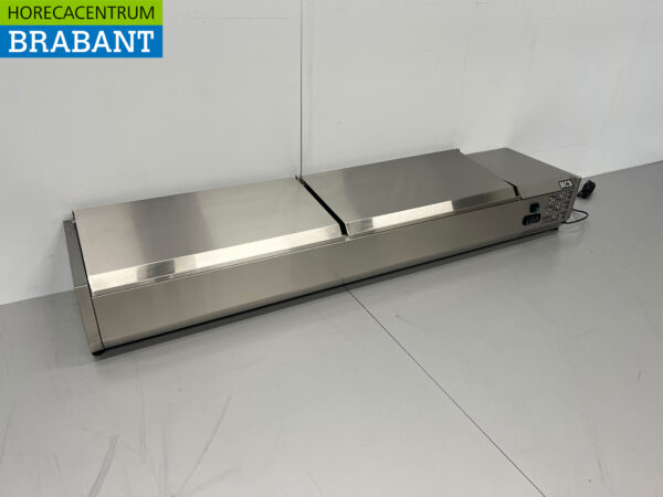 HCB Edelstahl Aufsatzvitrine Aufsatz-Kühlvitrine saladière 8 x 1/3 GN 180 cm Horeca – Bild 3