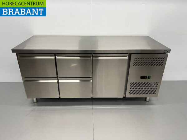 HCB Edelstahl-Kühlwerkbank 4 Schubladen und 1 Tür 179,5 cm 230V Horeca