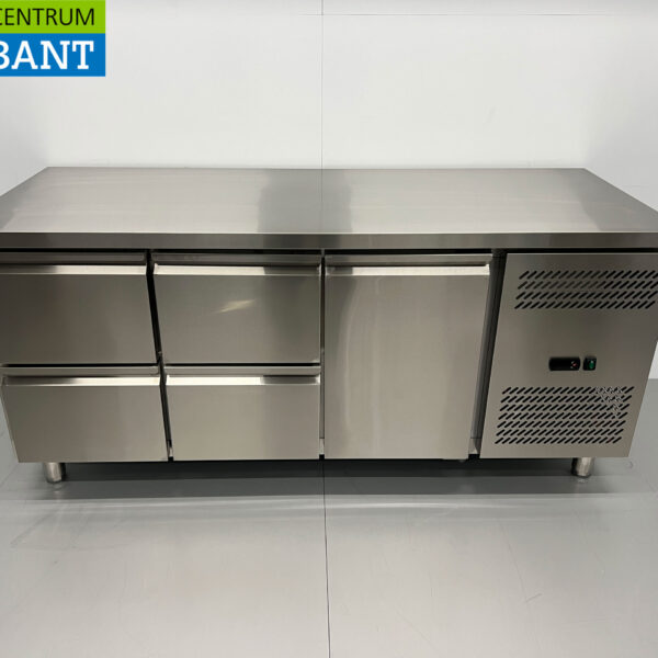 HCB Edelstahl-Kühlwerkbank 4 Schubladen und 1 Tür 179,5 cm 230V Horeca