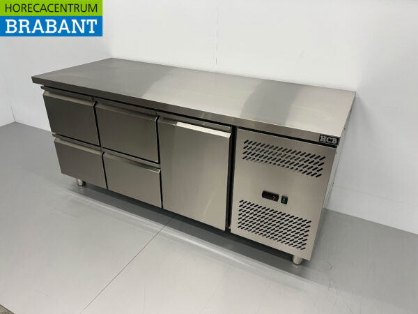 HCB Edelstahl-Kühlwerkbank 4 Schubladen und 1 Tür 179,5 cm 230V Horeca – Bild 2