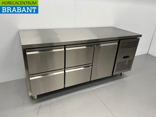 HCB Edelstahl-Kühlwerkbank 4 Schubladen und 1 Tür 179,5 cm 230V Horeca – Bild 3