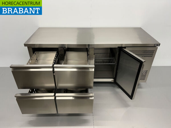 HCB Edelstahl-Kühlwerkbank 4 Schubladen und 1 Tür 179,5 cm 230V Horeca – Bild 4