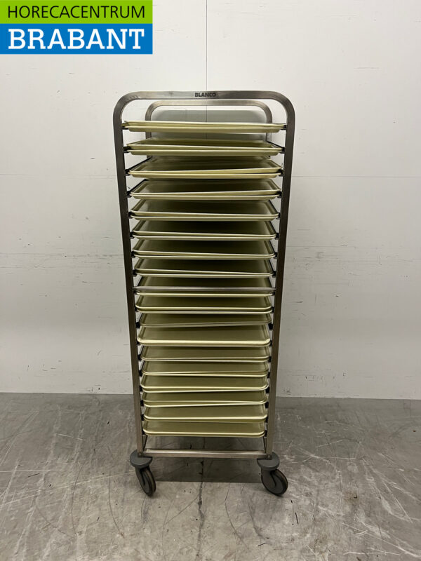 RVS Blanco Regaalwagen 2/1 GN mit Cambro Camtray's 1/1 GN Horeca