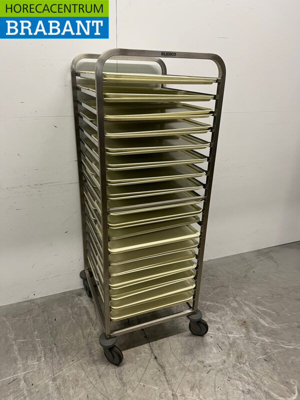 RVS Blanco Regaalwagen 2/1 GN mit Cambro Camtray's 1/1 GN Horeca – Bild 3