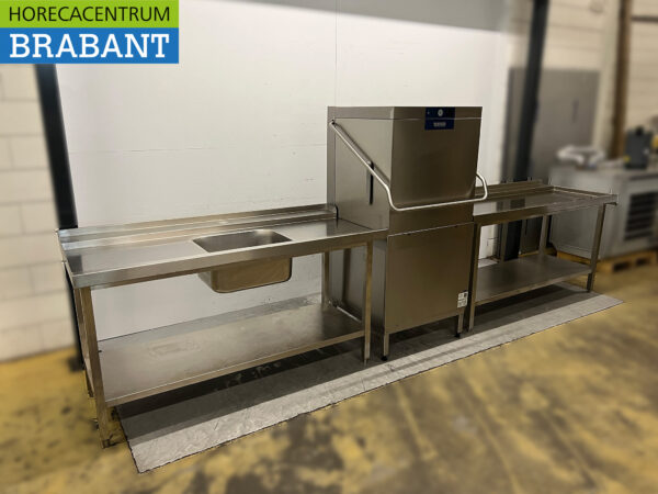 Hobart Durchschubspülmaschine aus Edelstahl mit 2024 Zuführ- und Entnahmetisch! Waschmaschine 400V Horeca – Bild 11
