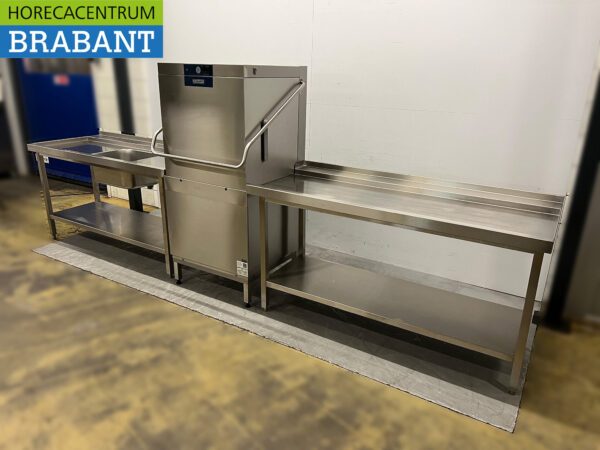 Hobart Durchschubspülmaschine aus Edelstahl mit 2024 Zuführ- und Entnahmetisch! Waschmaschine 400V Horeca – Bild 12