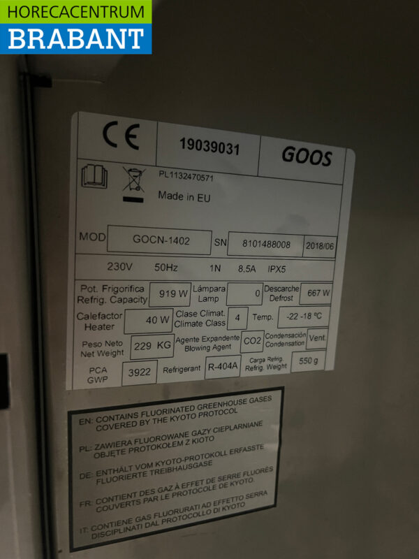 Doppeltüriger Kühlschrank aus Edelstahl Kühlung 1400 Liter 230V Horeca – Bild 5