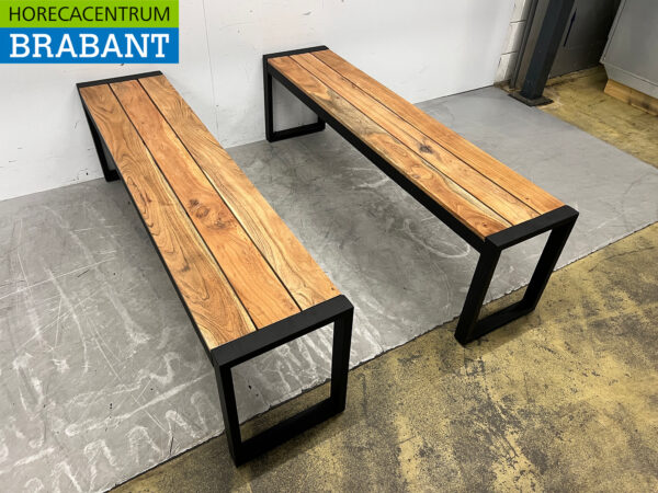 Bolero Set aus 2 Stahlbänken mit Holzsitz Catering – Bild 2