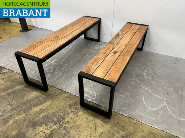 Bolero Set aus 2 Stahlbänken mit Holzsitz Catering – Bild 3