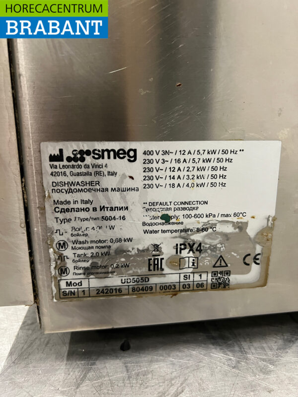 Smeg UD505D Geschirrspüler aus Edelstahl mit Ablaufpumpe 400V Catering – Bild 6