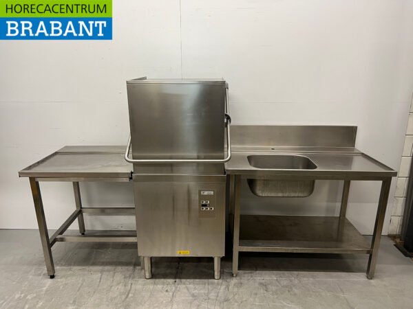 Zanussi Durchschub-Geschirrspüler aus Edelstahl mit Beschickungs- und Entnahmetisch Wäsche 400V Horeca