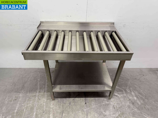 Edelstahl Abtropftisch / Rollenbahn für Durchziehspülmaschine 100,5 cm Horeca – Bild 2