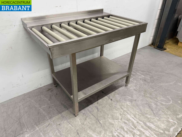 Edelstahl Abtropftisch / Rollenbahn für Durchziehspülmaschine 100,5 cm Horeca – Bild 3