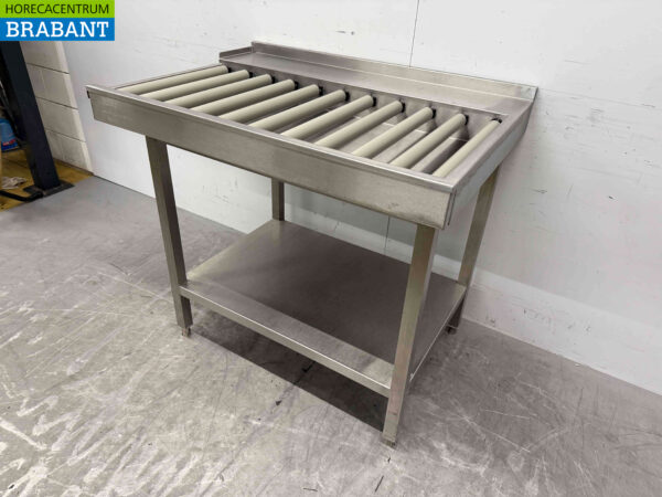 Edelstahl Abtropftisch / Rollenbahn für Durchziehspülmaschine 100,5 cm Horeca – Bild 4