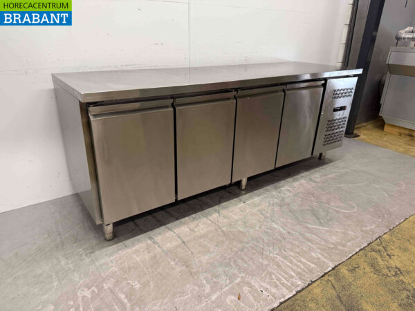Gekühlte Werkbank aus Edelstahl 4 Türen 223 cm 230V Horeca – Bild 3