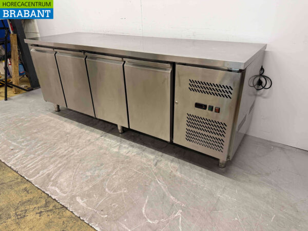 Gekühlte Werkbank aus Edelstahl 4 Türen 223 cm 230V Horeca – Bild 2