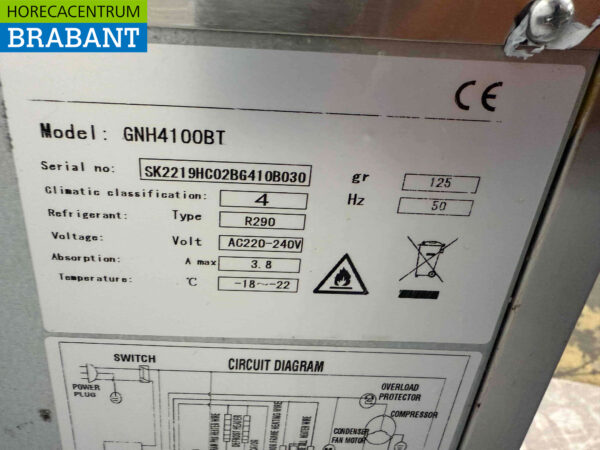 Gekühlte Werkbank aus Edelstahl 4 Türen 223 cm 230V Horeca – Bild 6