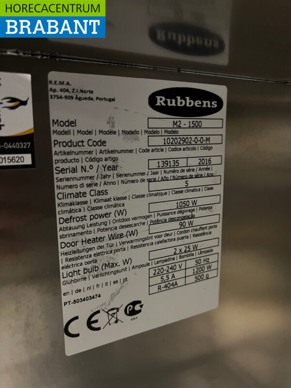 Rubbens Doppeltür-Gefrierschrank aus Edelstahl 1400 Liter 230V Horeca – Bild 5