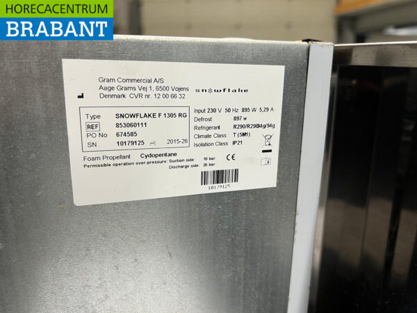 Edelstahl Snowflake / Gram Doppeltüriger Gefrierschrank 1230 Liter 230V Horeca – Bild 5