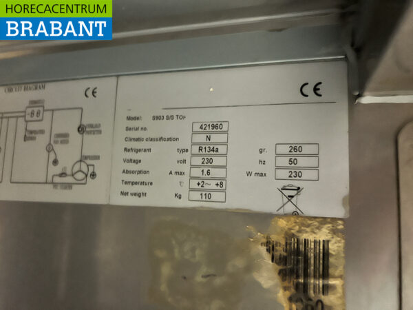Saro gekühlte Werkbank aus Edelstahl 3 Türen 136 cm 230V Horeca – Bild 5
