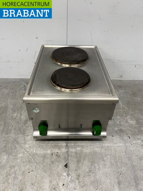 2-Flammen-Elektroherd aus Edelstahl 40 cm 400V Horeca