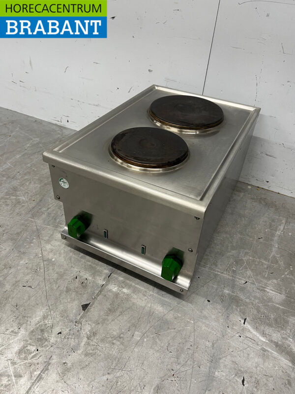 2-Flammen-Elektroherd aus Edelstahl 40 cm 400V Horeca – Bild 2