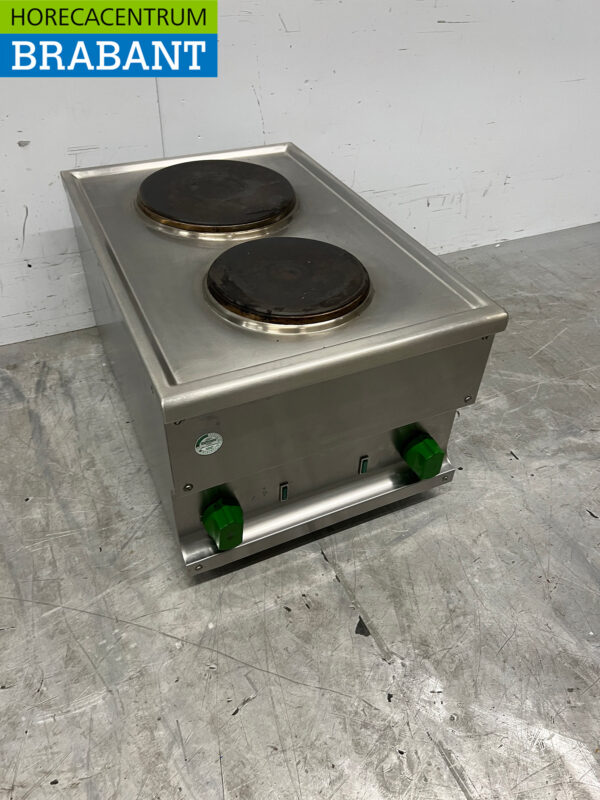 2-Flammen-Elektroherd aus Edelstahl 40 cm 400V Horeca – Bild 3