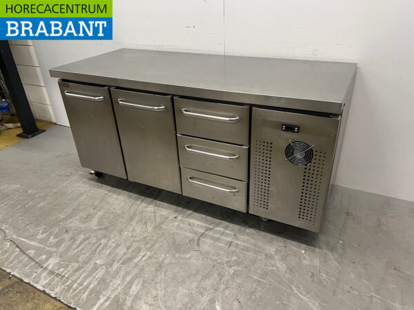 Edelstahl Gram Mobile gekühlte Werkbank 2 Türen und 3 Schubladen 172,5 cm 230V Horeca – Bild 2