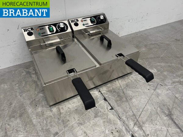 Doppelfritteuse aus Edelstahl Fritteuse 2 x 10 Liter 2 x 230V Horeca – Bild 3
