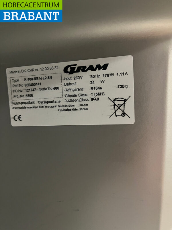 Rostfreier Stahl Gram Kühlung Kühlung 346 Liter 230V Horeca – Bild 5