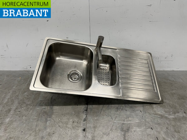 Spülbecken aus Edelstahl mit Wasserhahn 94 x 49 cm Horeca