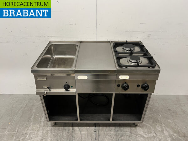 Edelstahl Electrolux Bainmarie Backlinie und 2 Brenner Erdgas 105 cm 230V + Gas Horeca
