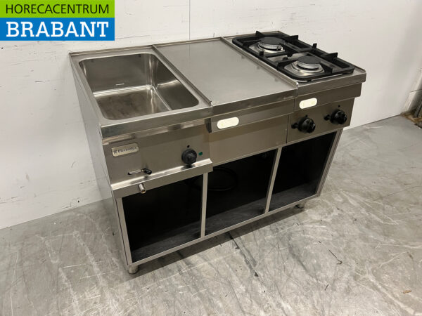 Edelstahl Electrolux Bainmarie Backlinie und 2 Brenner Erdgas 105 cm 230V + Gas Horeca – Bild 3