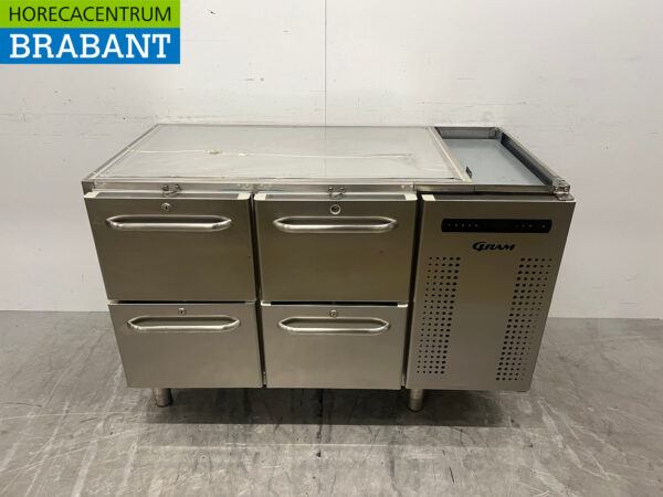Edelstahl Gram Kühlschrank 129 cm 4 Schubladen 230V Catering