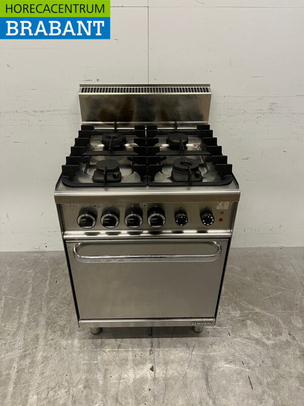 Mareno 4-Flammen-Herd aus Edelstahl mit Backofen 60 cm Gas + 230V Horeca