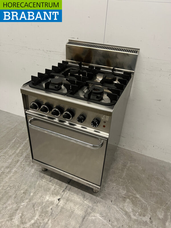 Mareno 4-Flammen-Herd aus Edelstahl mit Backofen 60 cm Gas + 230V Horeca – Bild 2