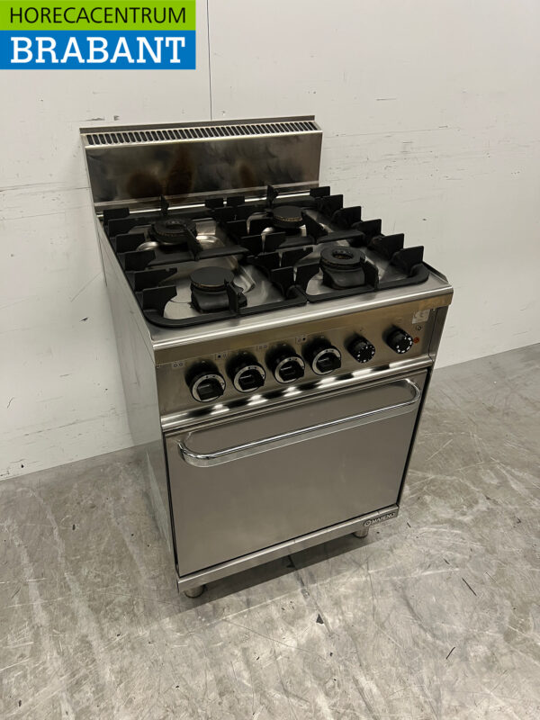Mareno 4-Flammen-Herd aus Edelstahl mit Backofen 60 cm Gas + 230V Horeca – Bild 3
